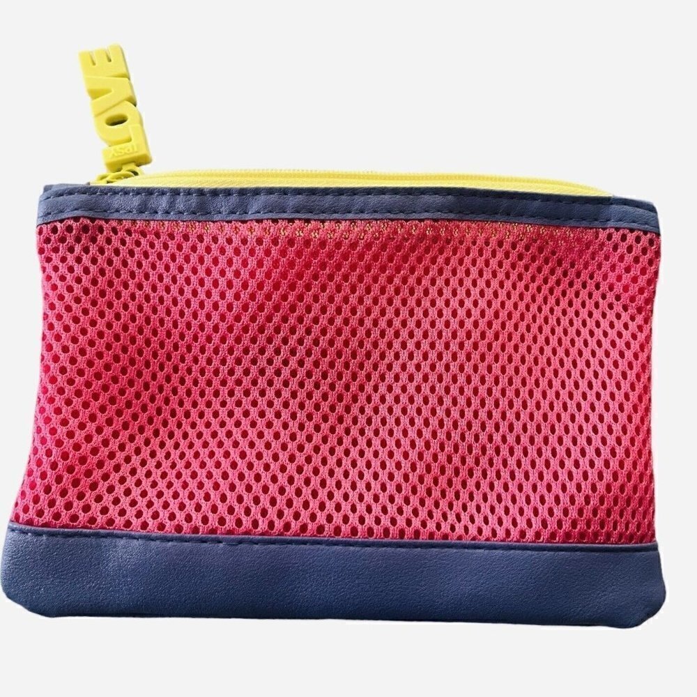 IPSY LOVE glam make-up bag zipper mesh faux leather rectangular 7 x 4.5 - Picture 2 of 10